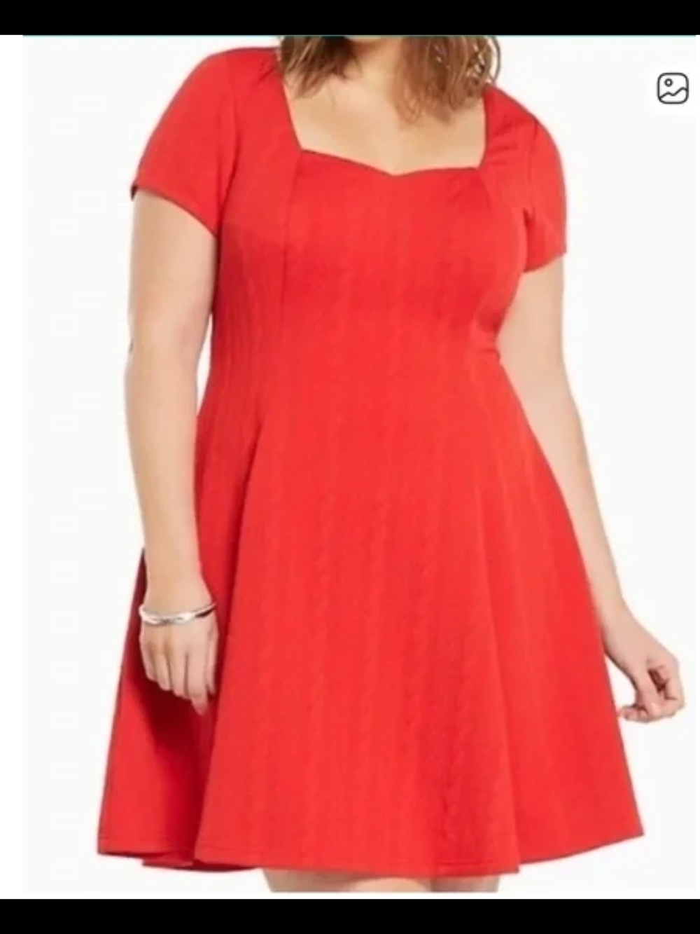TORRID Red Textured Fit n Flare Dress Skater Dress Jacquard 2 2X